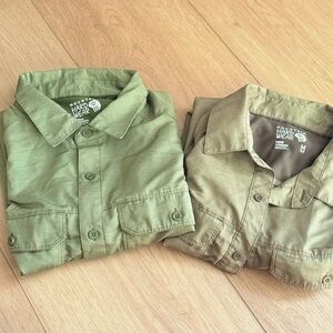 (2) Mountain Hardwear men’s green and brown canyon long sleeve shirts medium m